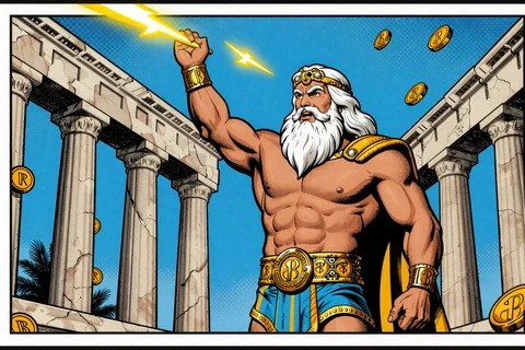 Gates of Olympus Slot Cover mit Zeus und Goldm&uuml;nzen - Top Slot bei SlotLounge Casino